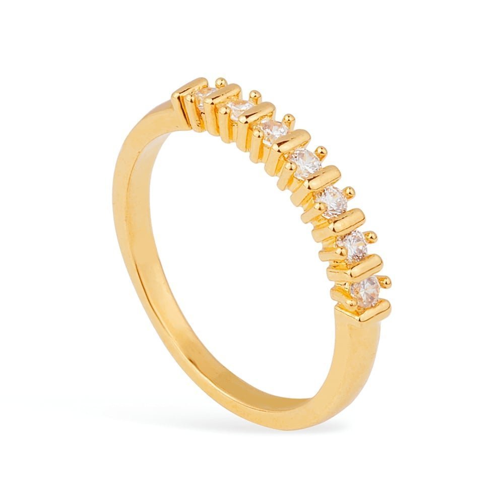 Anel Feminino Dourado Aparador com 7 Zircônias - Anéis | Helennea