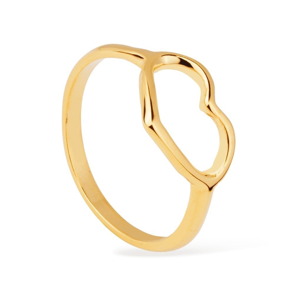 Anel Feminino Dourado Coração Delicado Minimalista - Anéis | Helennea