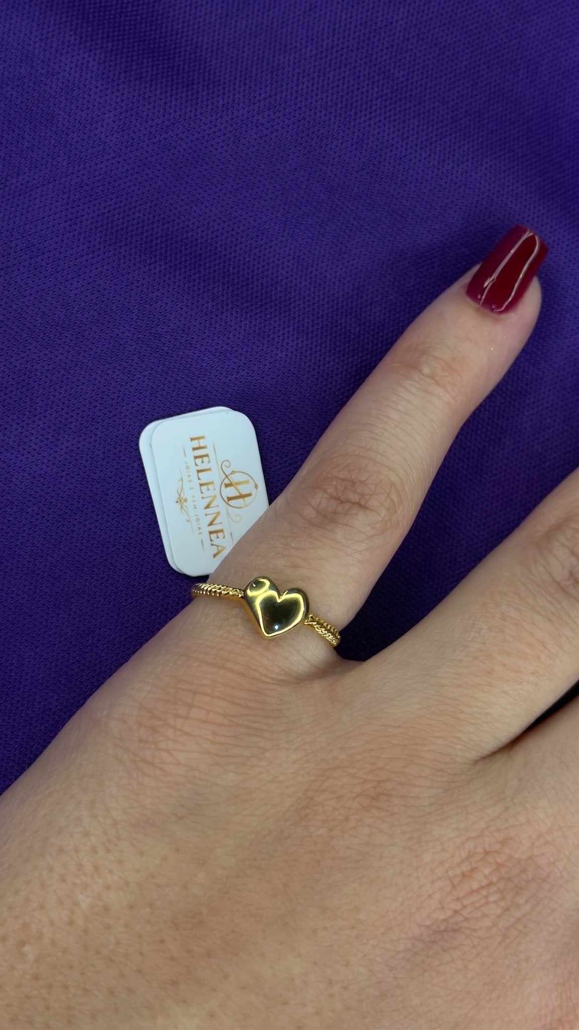 Anel Feminino Dourado de Falange Coração Delicado | Helennea - Anéis | Helennea