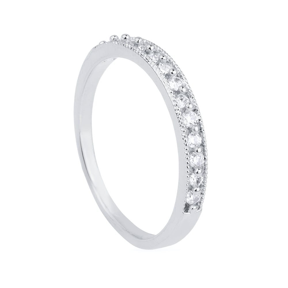 Anel Feminino Prateado Aparador Cravejado com Zircônia - Anéis | Helennea