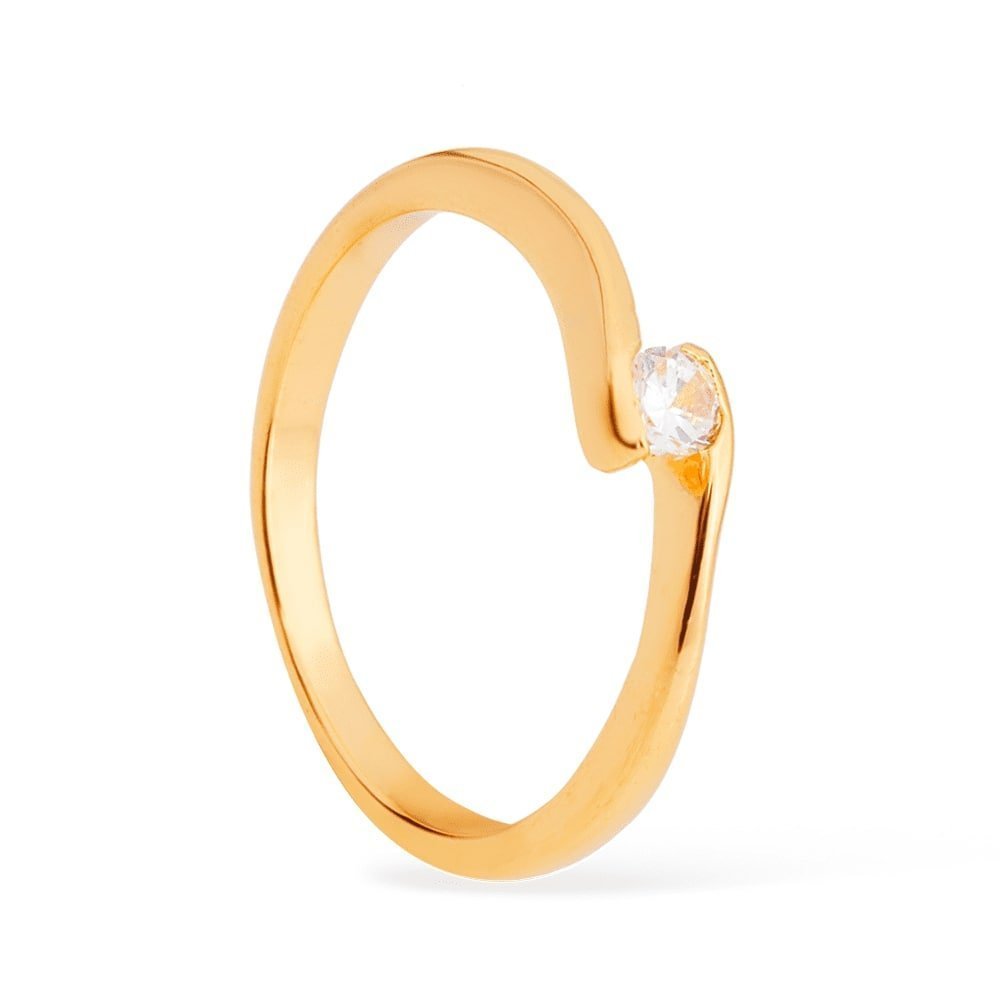 Anel Feminino Solitário Dourado Ponto de Luz Zircônia - Anéis | Helennea