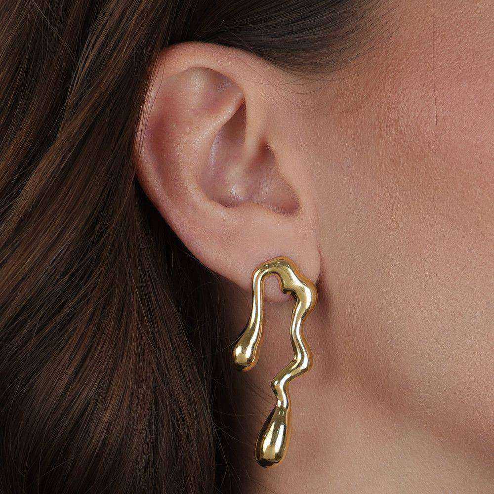 Brinco Dourado Orgânico de Gota |Helennea - Brincos | Helennea