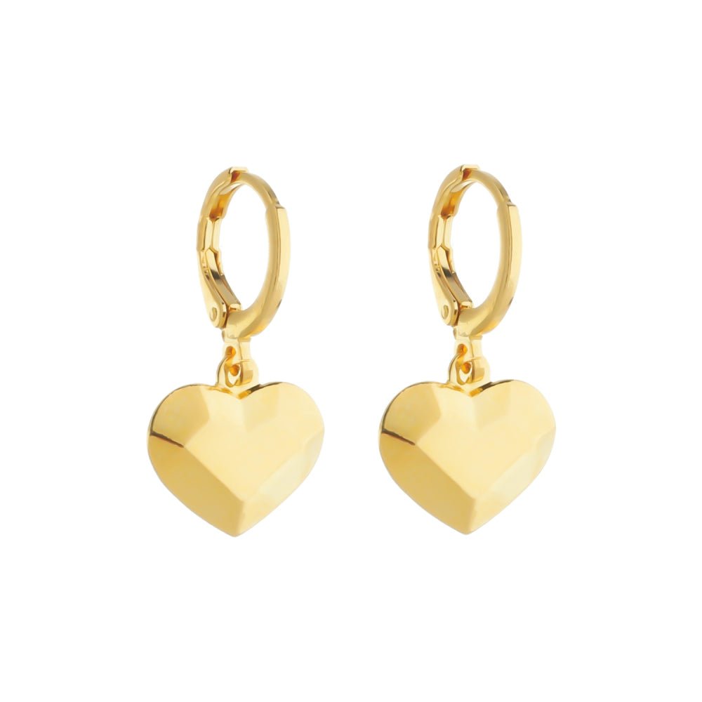 Brinco Feminino Dourado Argolinha com Coração Geométrico - Brincos | Helennea