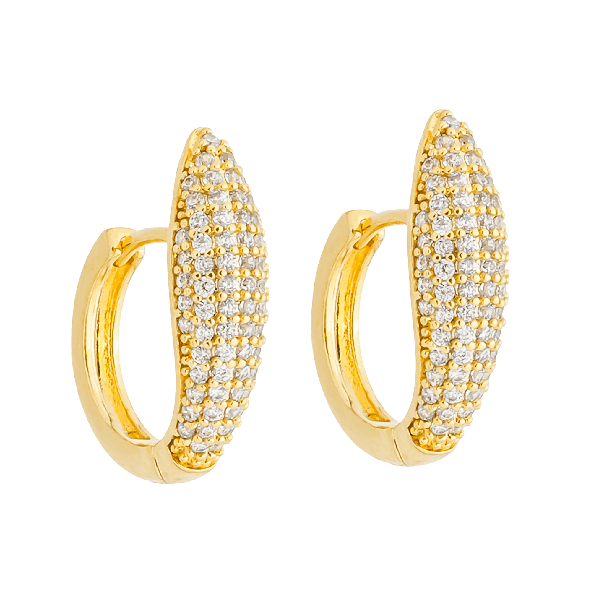 Brinco Feminino Dourado Argolinha Cravejada com Zircônias - Brincos | Helennea