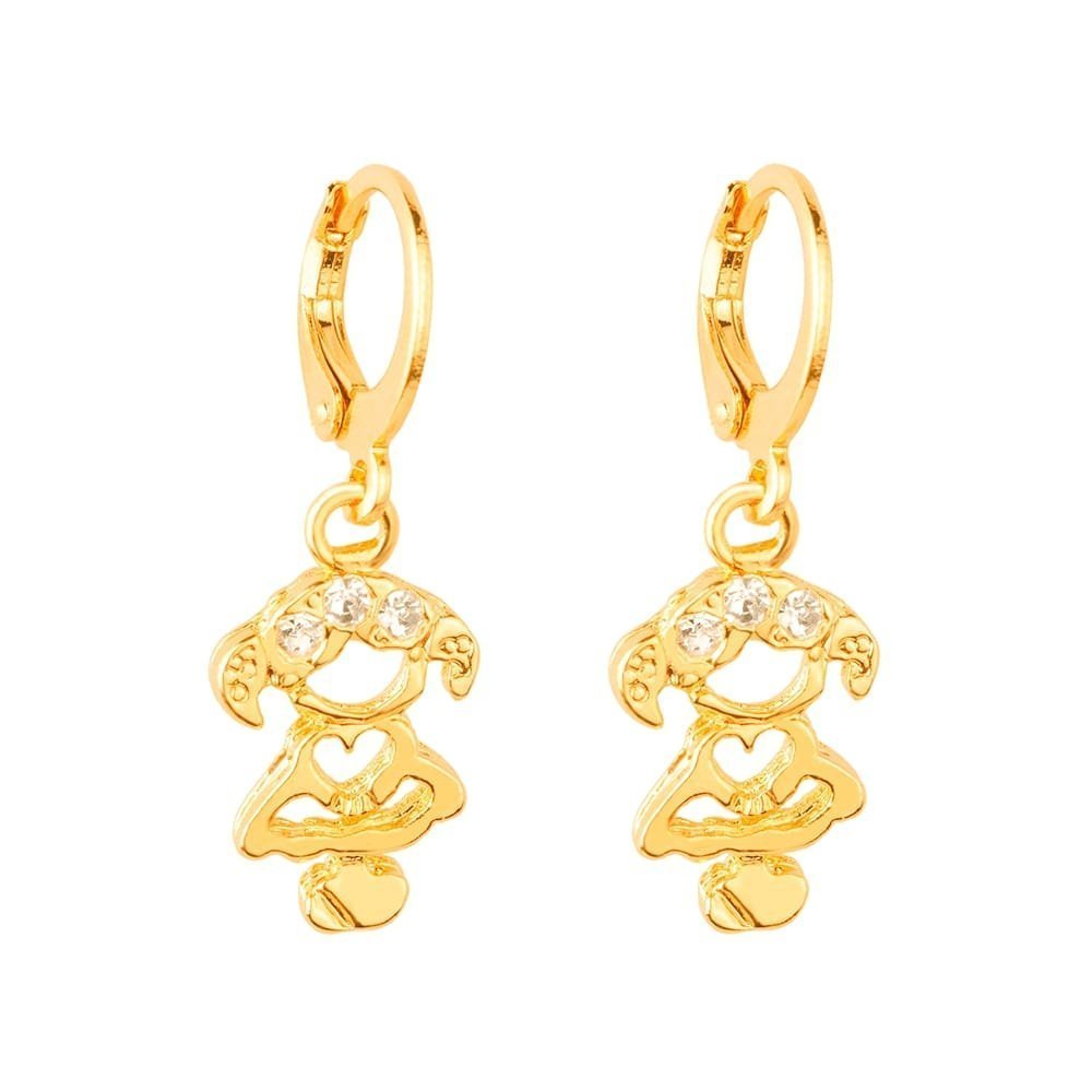 Brinco Feminino Dourado Argolinha Pingente Filha Menina com Zircônia - Brincos | Helennea