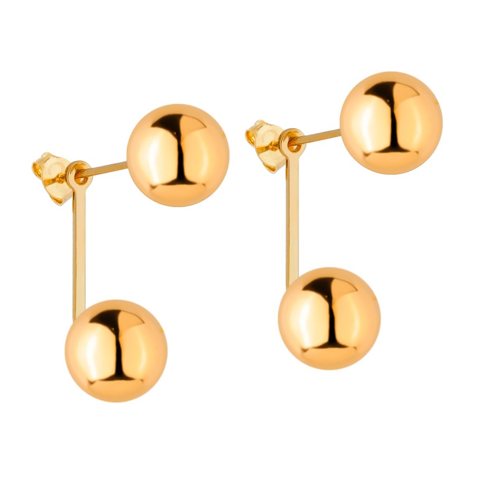 Brinco Feminino Dourado Bola Dupla Elegante - Brincos | Helennea