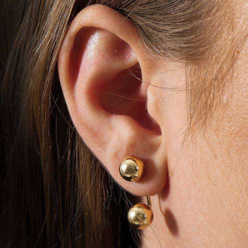 Brinco Feminino Dourado Bola Dupla Elegante - Brincos | Helennea