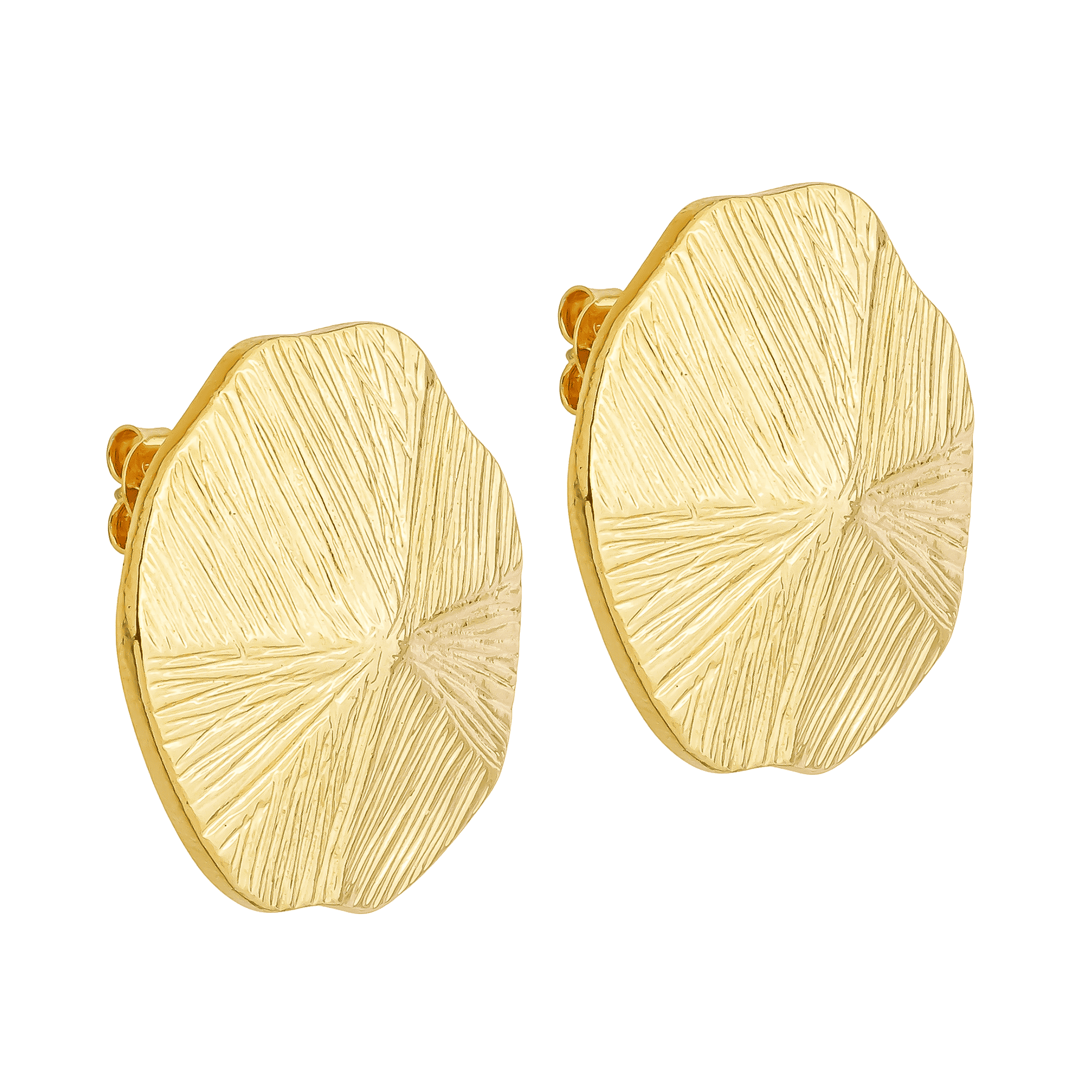Brinco Feminino Dourado Círculo Assimétrico Texturizado - Brincos | Helennea