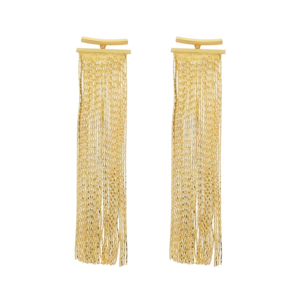 Brinco Feminino Dourado de Franja Longa Elegante - Brincos | Helennea