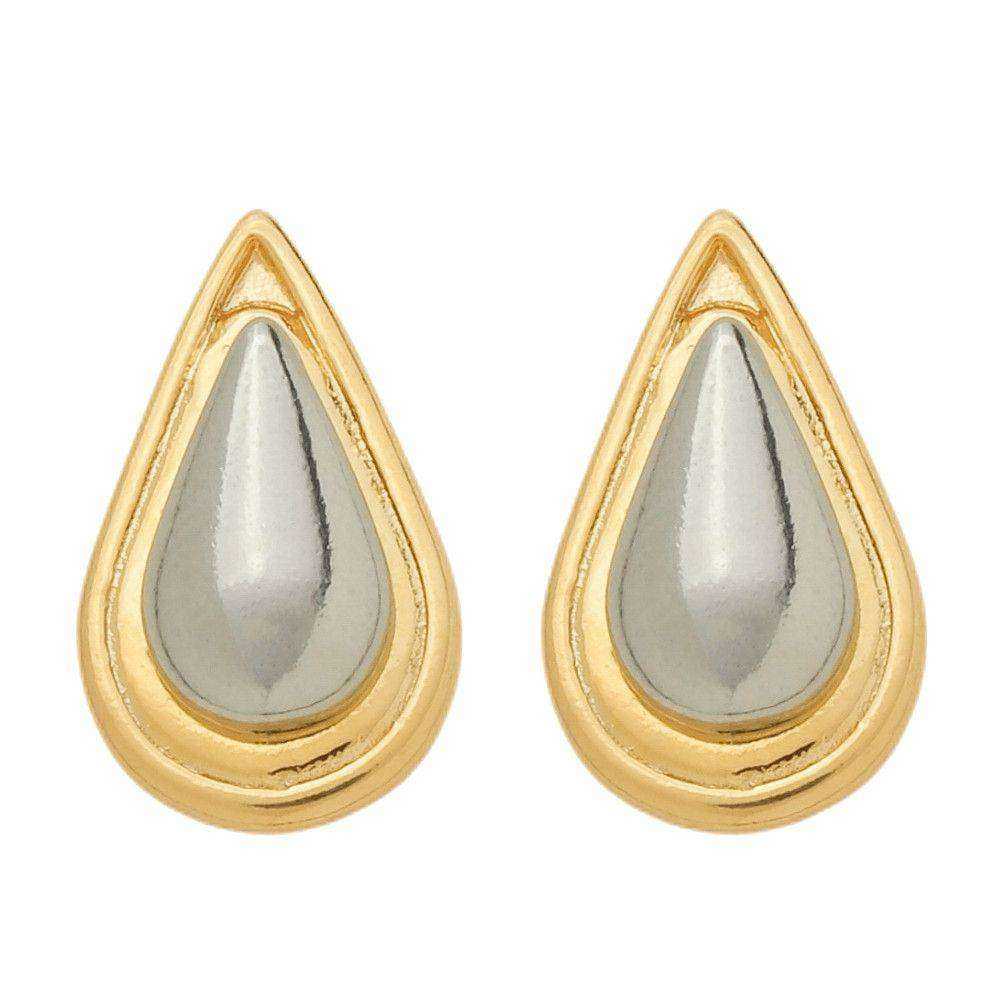 Brinco Feminino Dourado e Prateado Formato Gota Bicolor - Brincos | Helennea