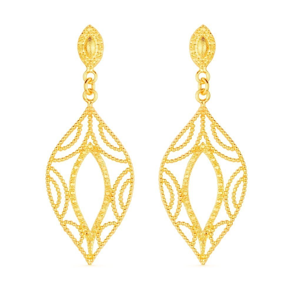 Brinco Feminino Dourado Folha de Gala Vazado - Brincos | Helennea