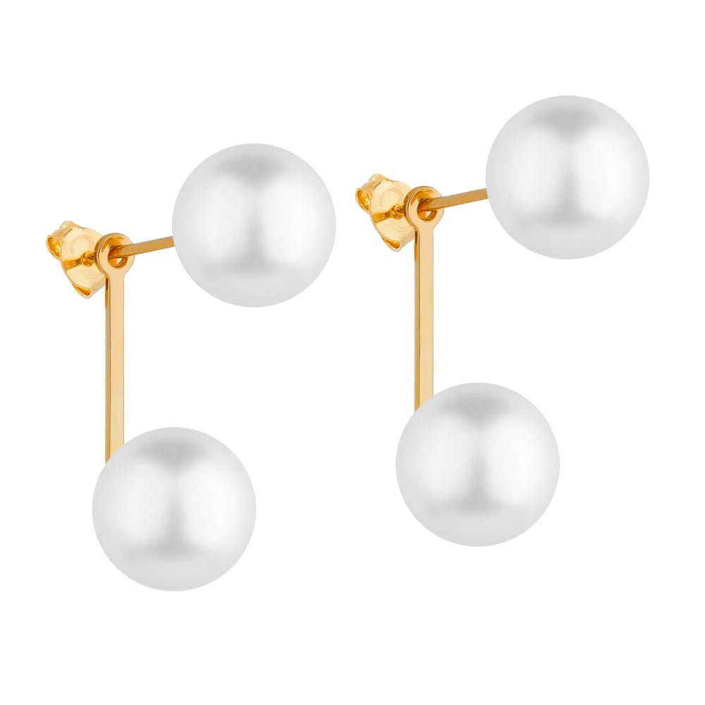 Brinco Feminino Dourado Pérola Dupla Elegante - Brincos | Helennea