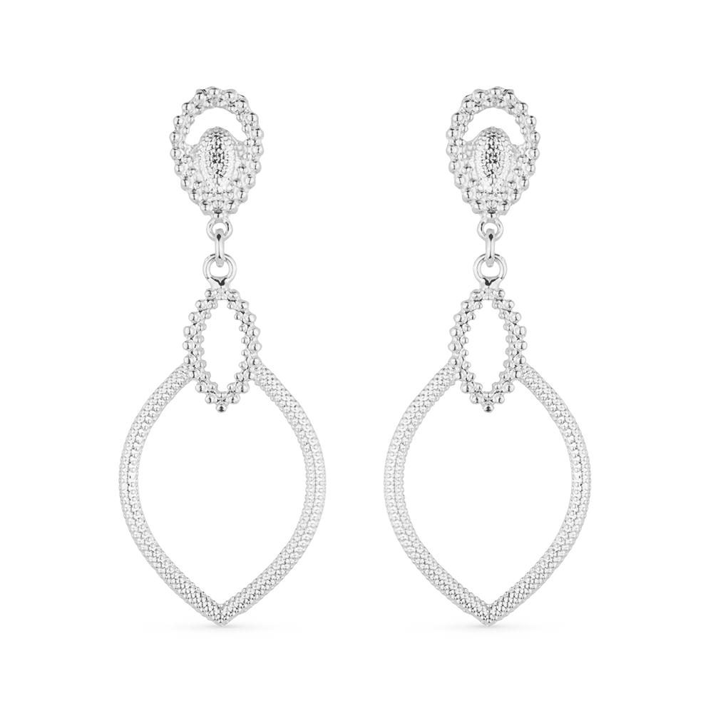 Brinco Feminino Prateado Luxo Gota de Gala Vazado - Brincos | Helennea