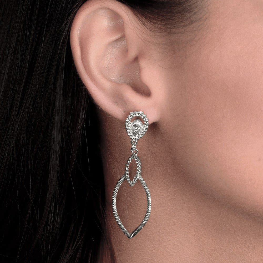 Brinco Feminino Prateado Luxo Gota de Gala Vazado - Brincos | Helennea