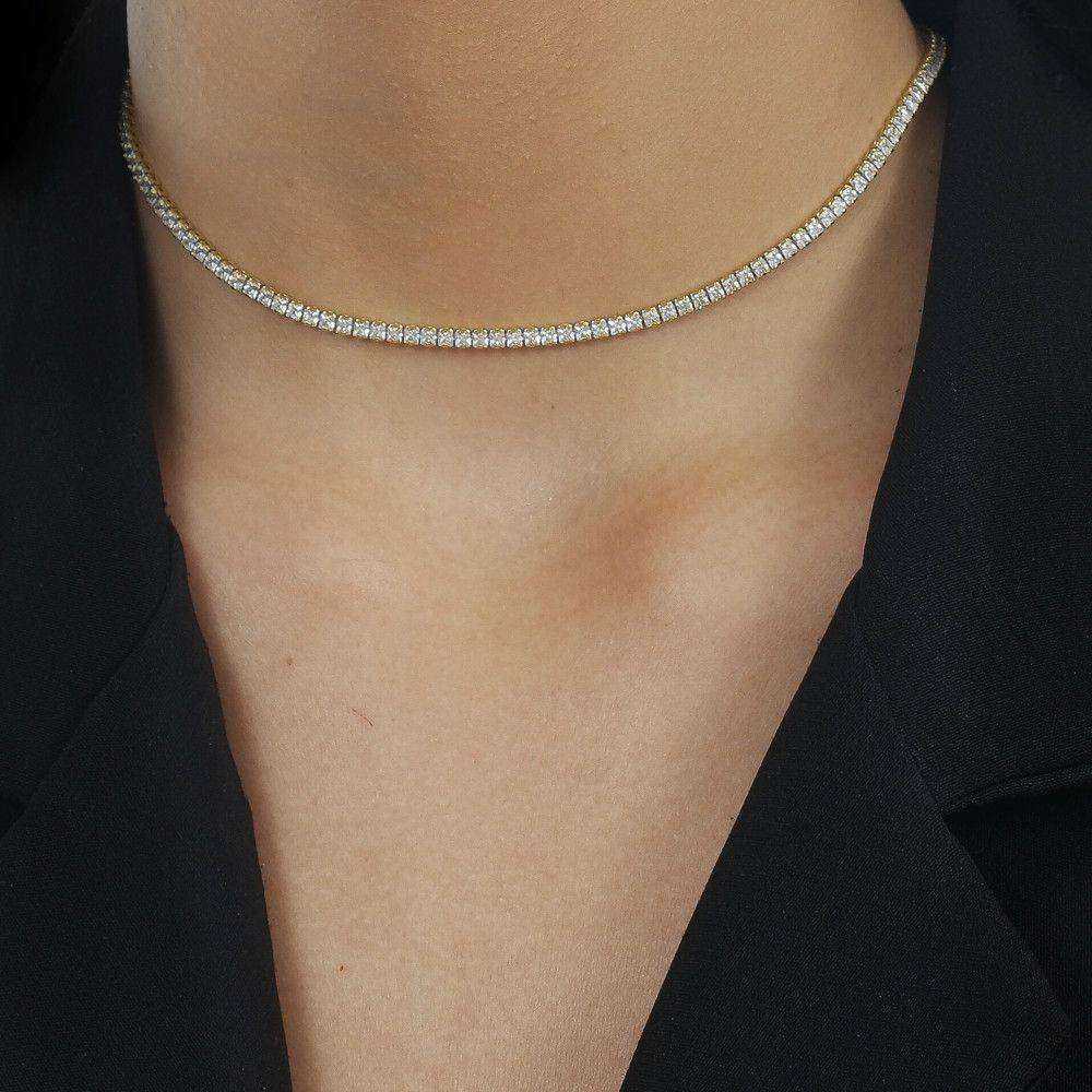 Chocker Riviera Dourado Pedras Brancas Banho Ouro 24K - Colares | Helennea