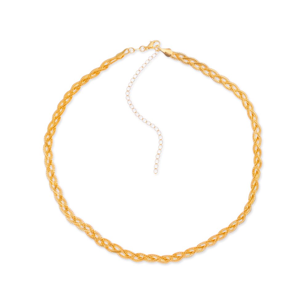 Chocker Trançada Dourada Banho Ouro 24K - Colares | Helennea