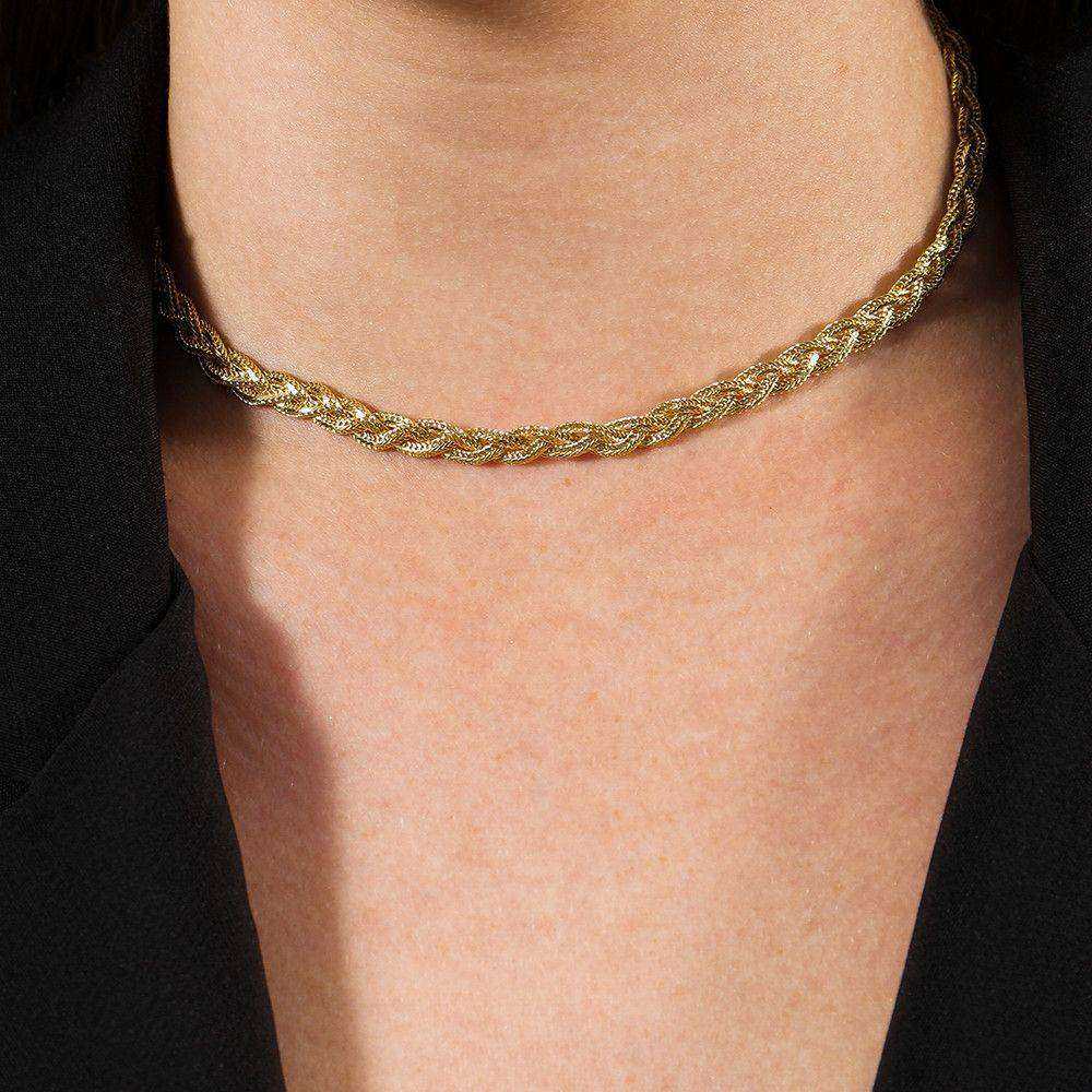 Chocker Trançada Dourada Banho Ouro 24K - Colares | Helennea