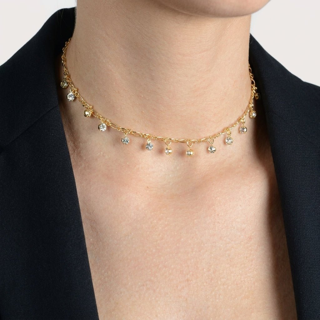 Choker Dourada Pontos de Luz com Extensor Ajustável - Colares | Helennea