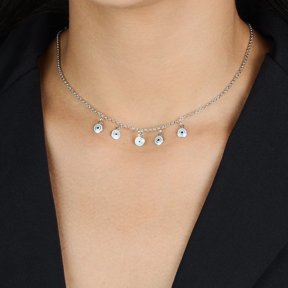 Choker Prateada Feminina Olho Grego - Colares | Helennea