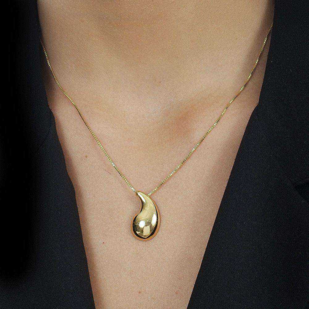 Colar Dourado de Gota Curvada - Colares | Helennea