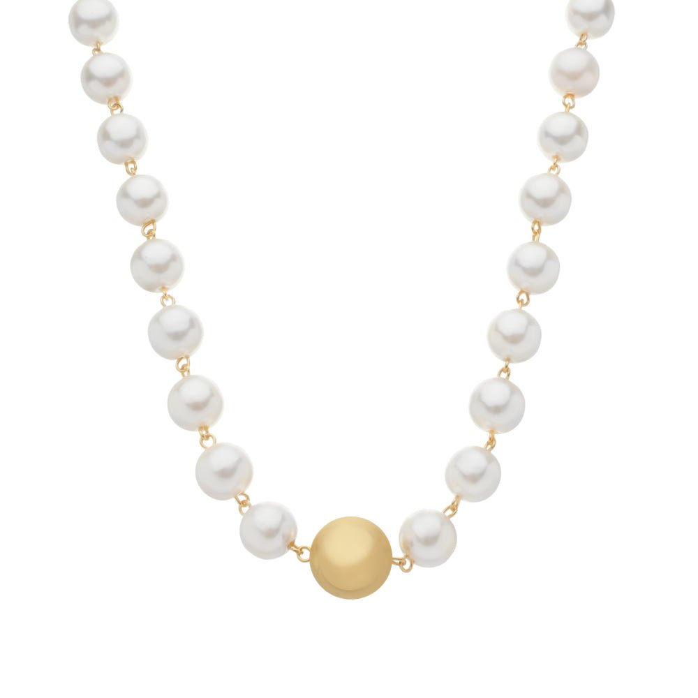 Colar Dourado de Pérolas com Esfera Central - Colares | Helennea
