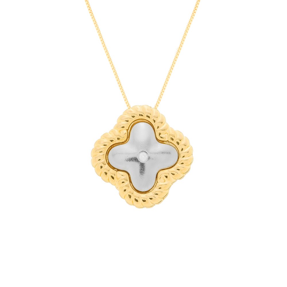 Colar Dourado e Prateado Flor Orgânica com Pingente Bicolor - Colares | Helennea