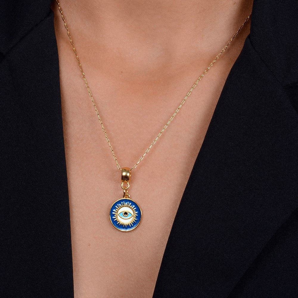 Colar Dourado Medalha Olho Grego - Colares | Helennea