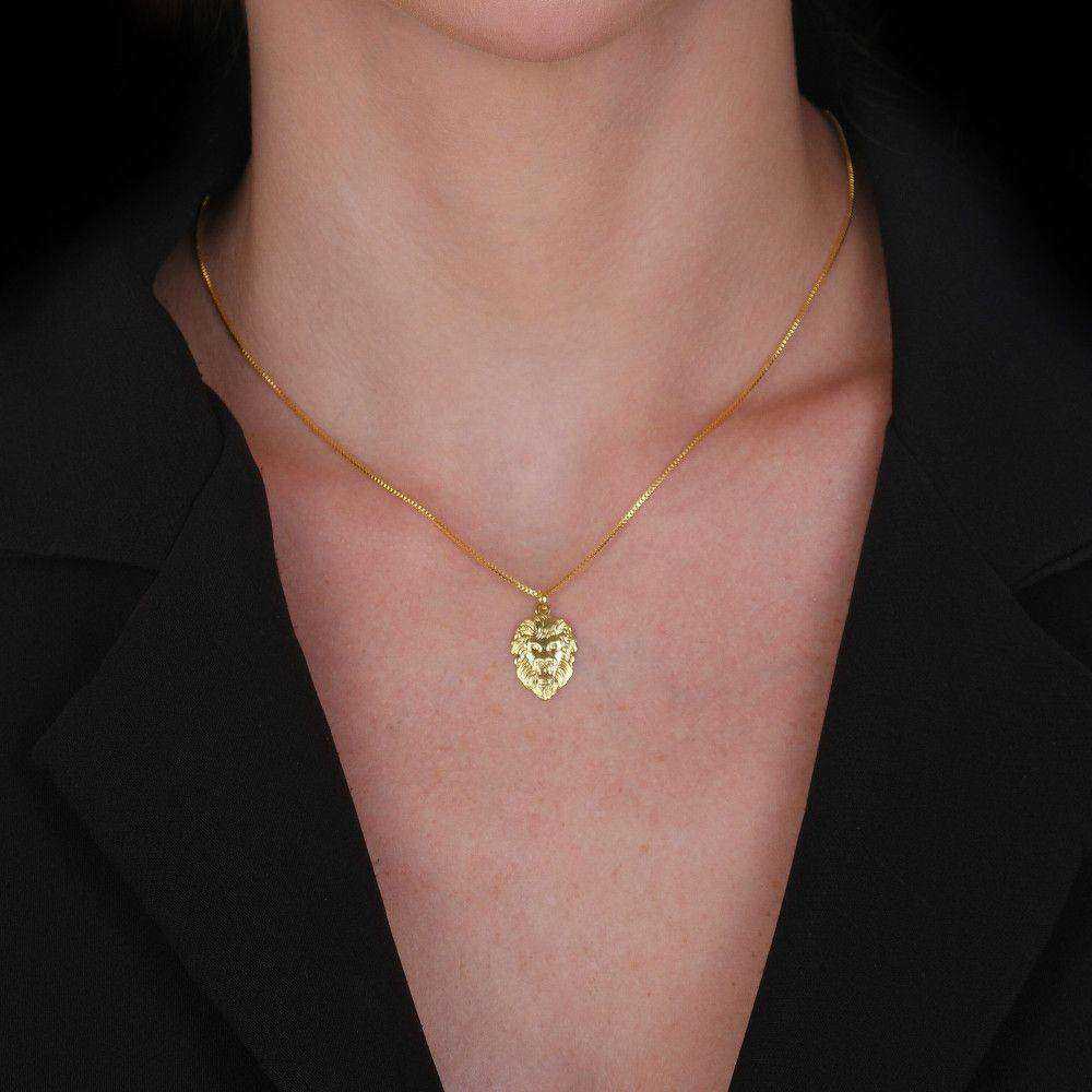 Colar Dourado Pingente Leão - Colares | Helennea