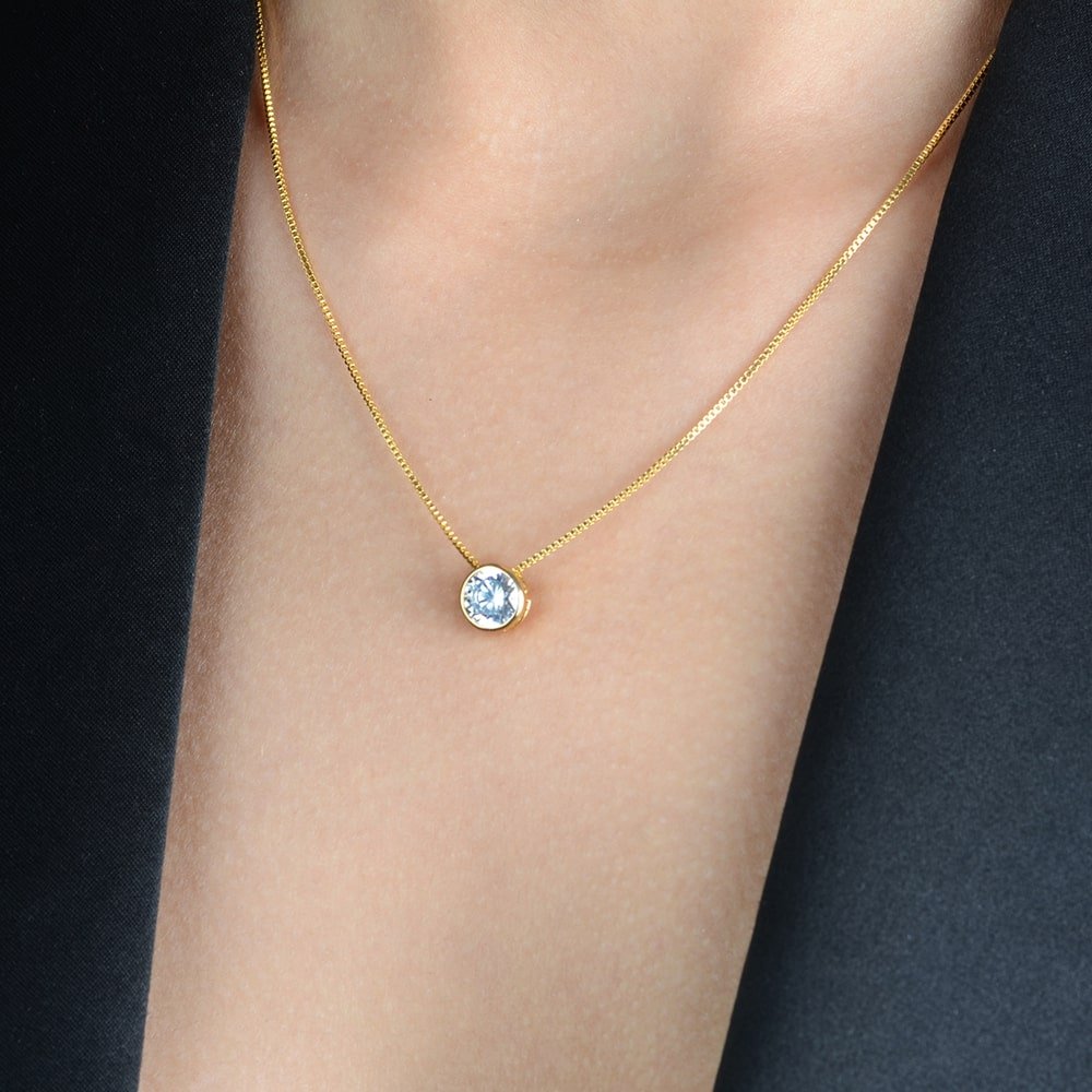 Colar Feminino Dourado Ponto de Luz com Zircônia - Colares | Helennea