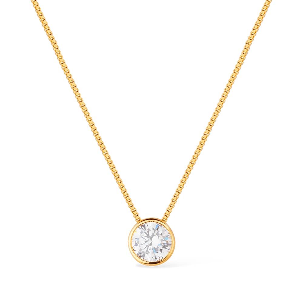 Colar Feminino Dourado Ponto de Luz com Zircônia - Colares | Helennea