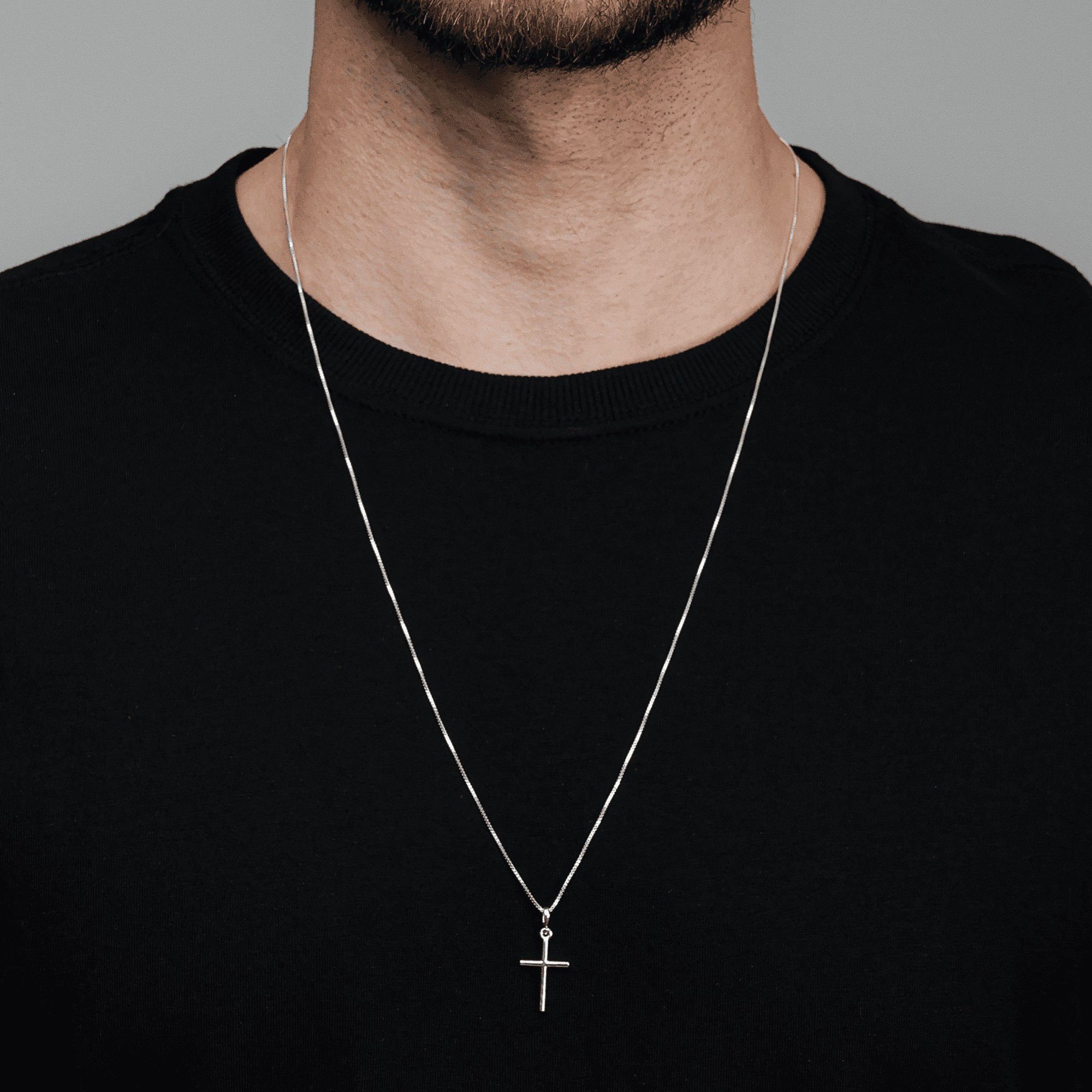 Colar Masculino 70cm com Cruz Lisa em Prata 925 - Colares | Helennea