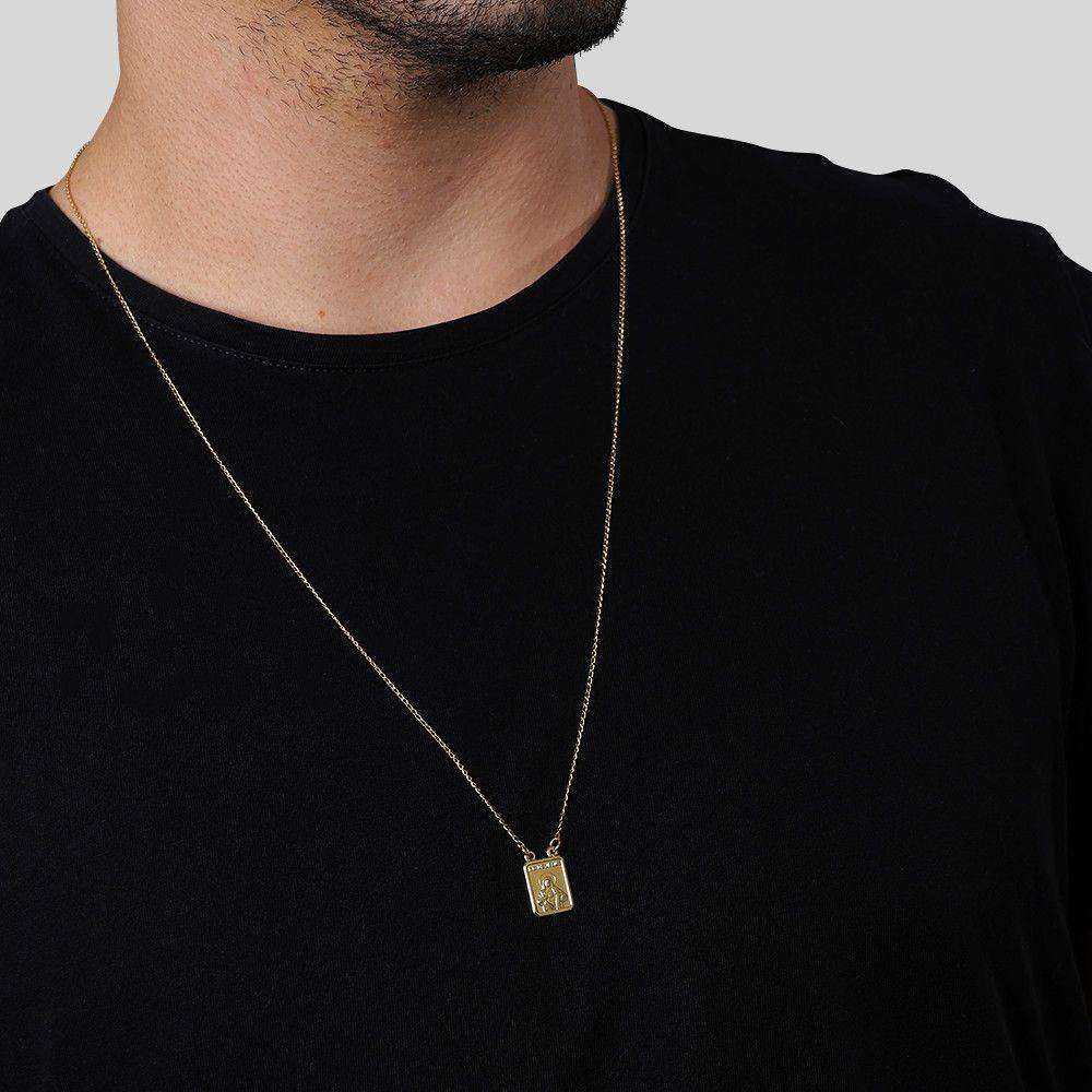 Colar Masculino Dourado Medalhao Tradicional - Escapulários | Helennea