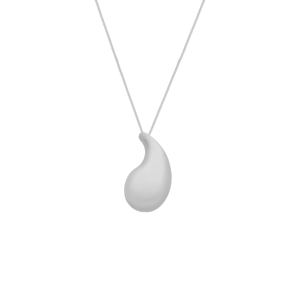 Colar Prateado de Gota Curvada - Colares | Helennea