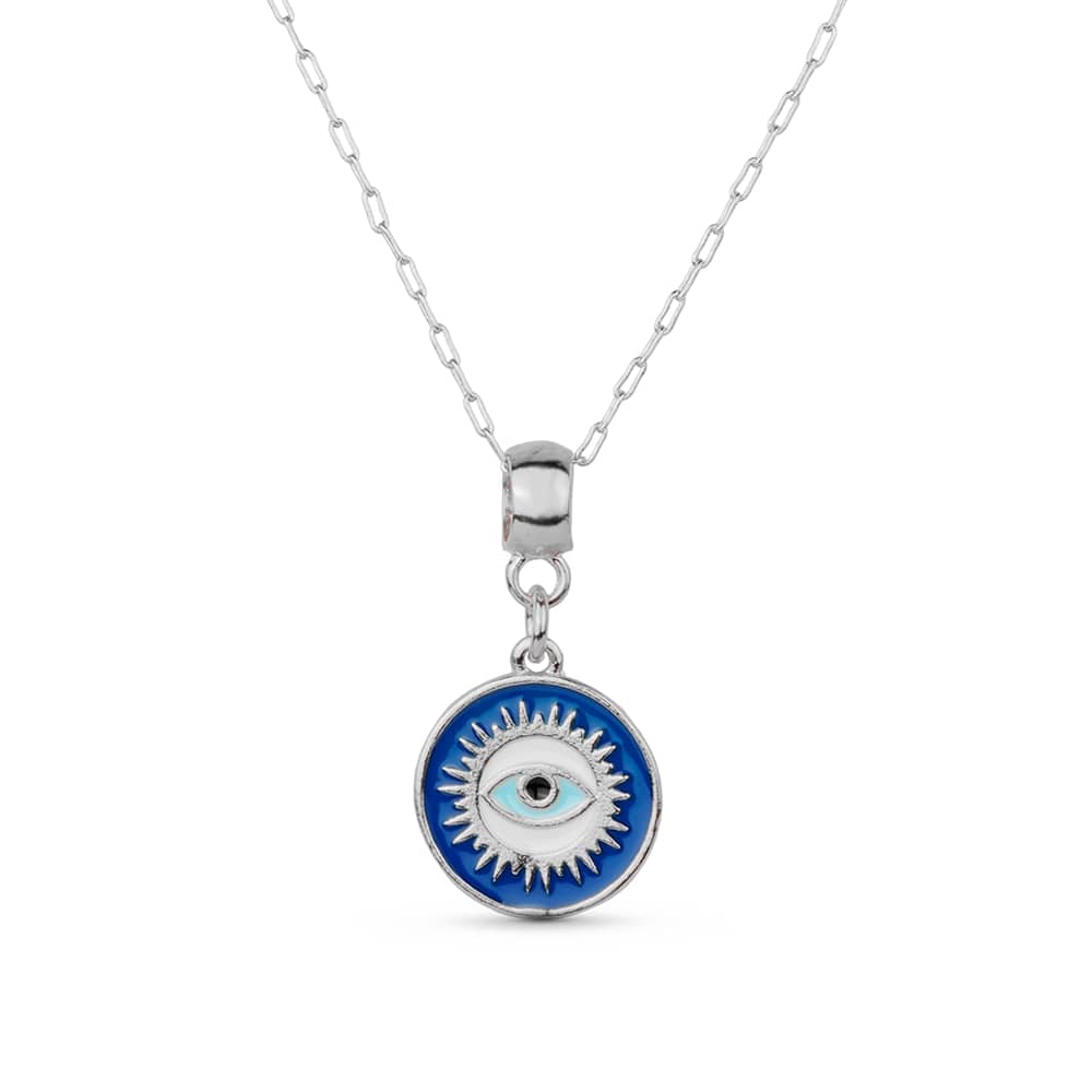 Colar Prateado Medalha Olho Grego - Colares | Helennea
