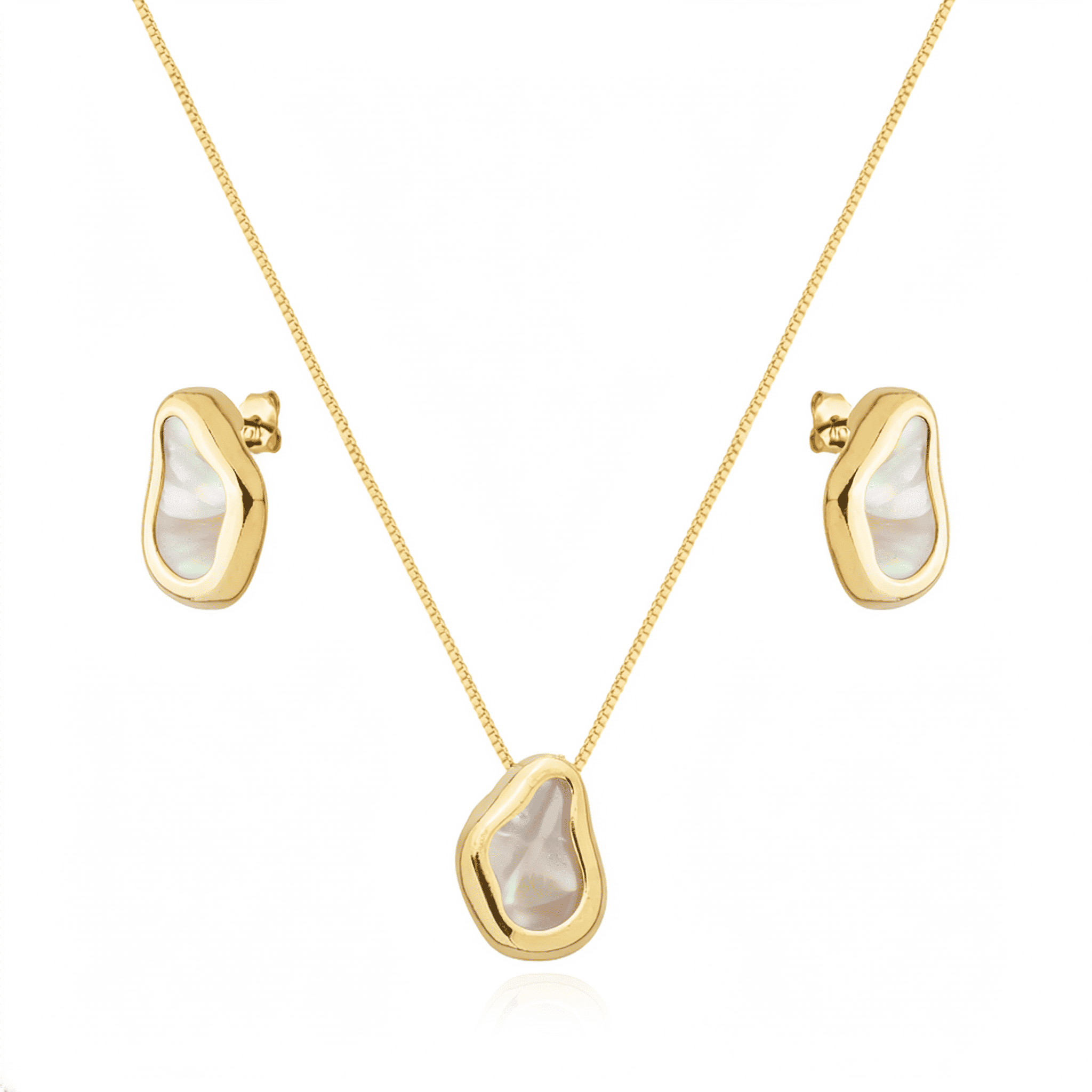Conjunto Feminino Dourado Orgânico com Madrepérola - Conjunto feminino | Helennea
