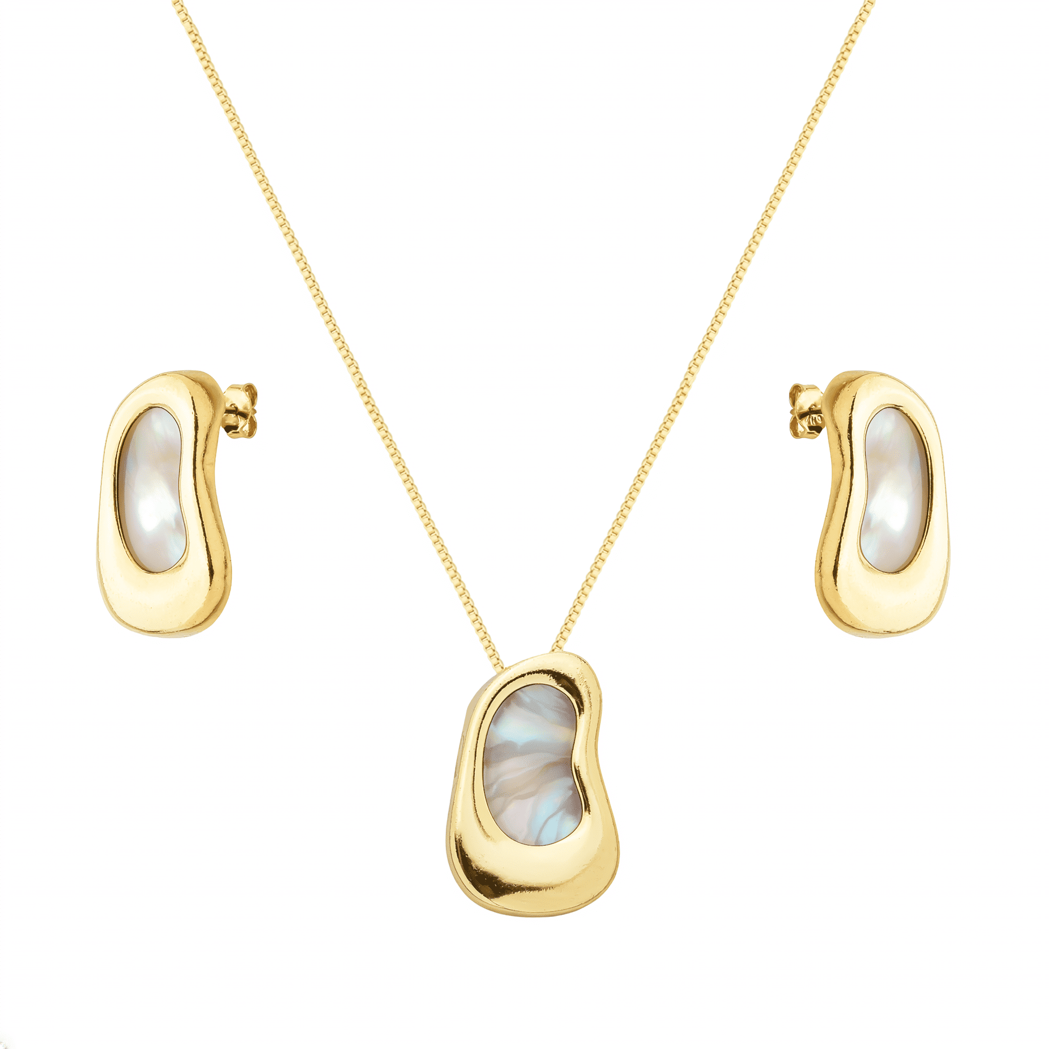 Conjunto Feminino Dourado Orgânico com Madrepérola - Conjunto feminino | Helennea