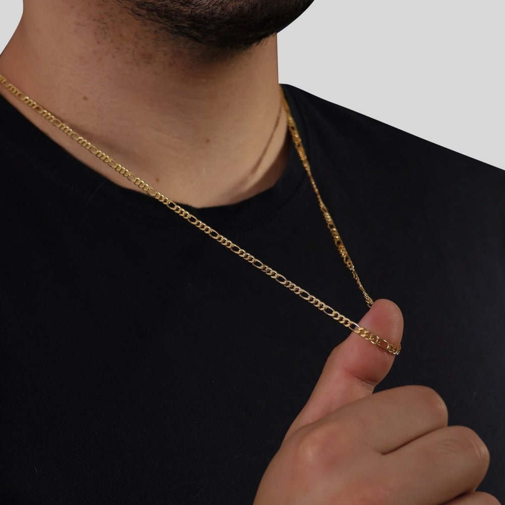 Corrente Dourada Masculina Elo 3x1 3mm – Corrente Elegante Moderna | Helennea - Correntes | Helennea