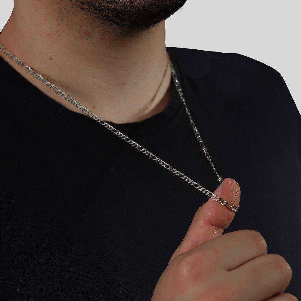 Corrente Prateada Masculina Elo 3x1 3mm – Corrente Elegante Moderna | Helennea - Correntes | Helennea