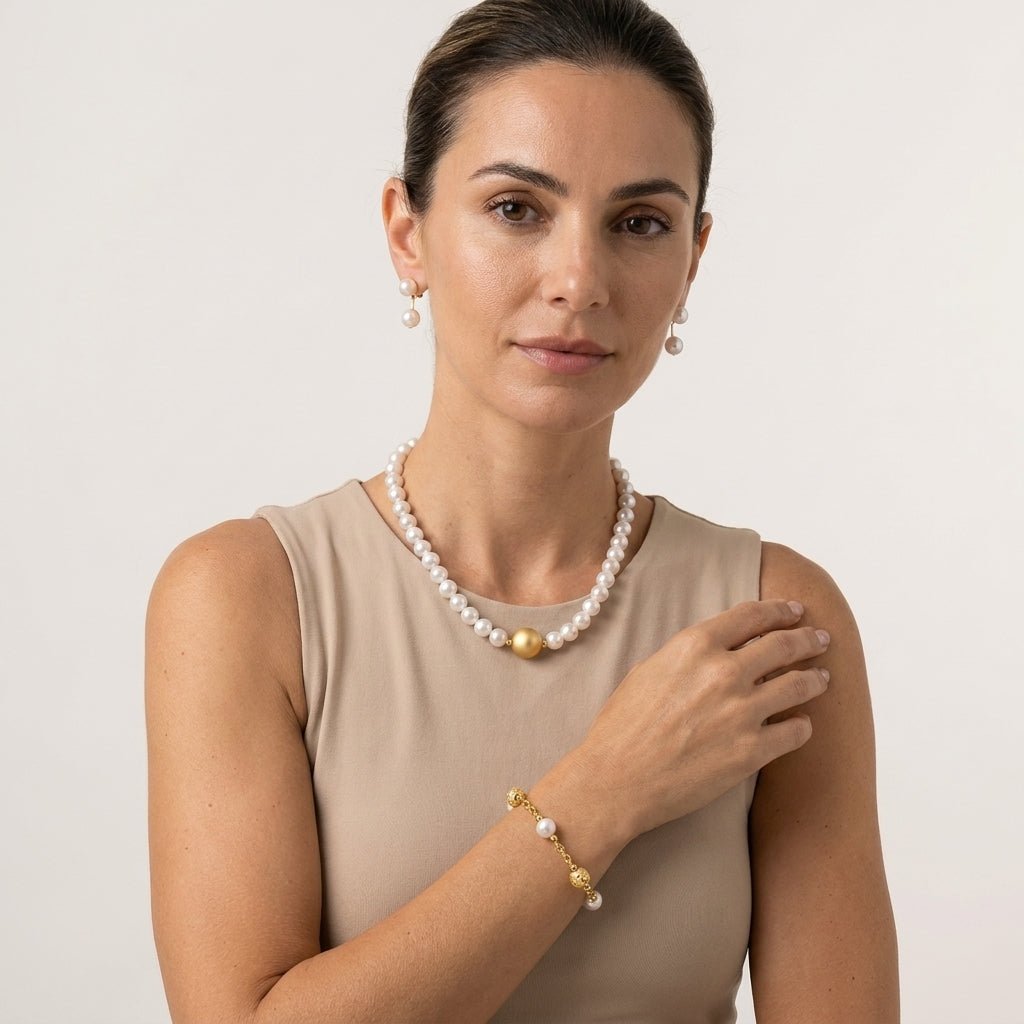Look Completo Pérola Luxo - Look completo (Anel + Colar + Pulseira) | Helennea