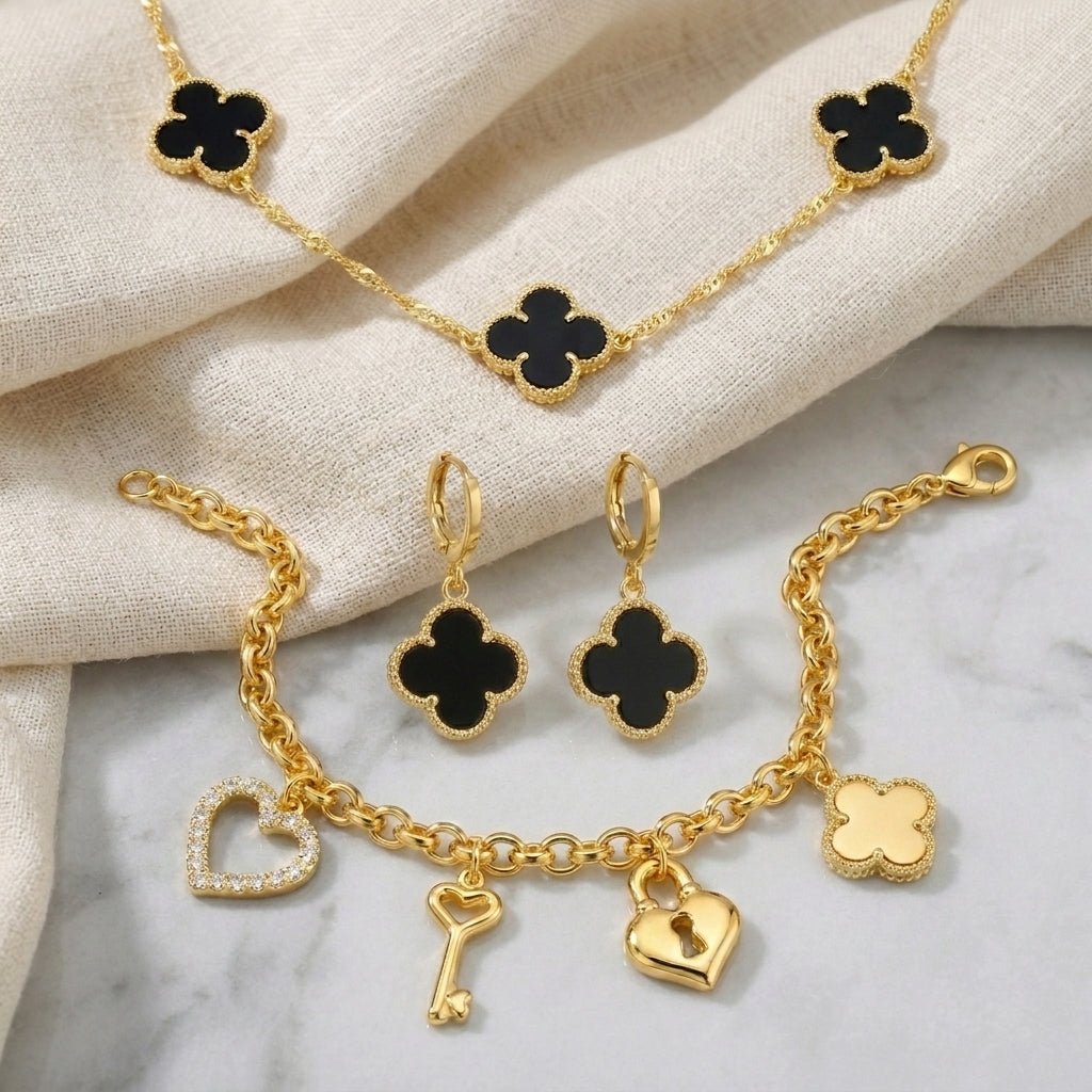 Look Completo Trevo Charm Luxo - Look completo (Anel + Colar + Pulseira) | Helennea