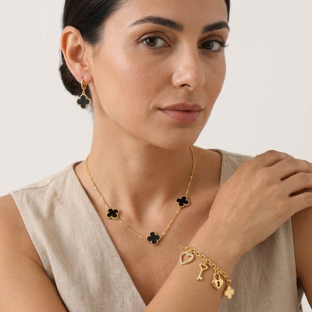 Look Completo Trevo Charm Luxo - Look completo (Anel + Colar + Pulseira) | Helennea