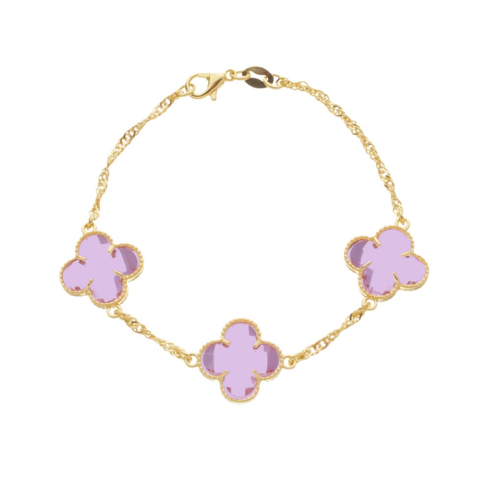 Look Completo Trevo Rosa Colar Longo - Look completo (Anel + Colar + Pulseira) | Helennea
