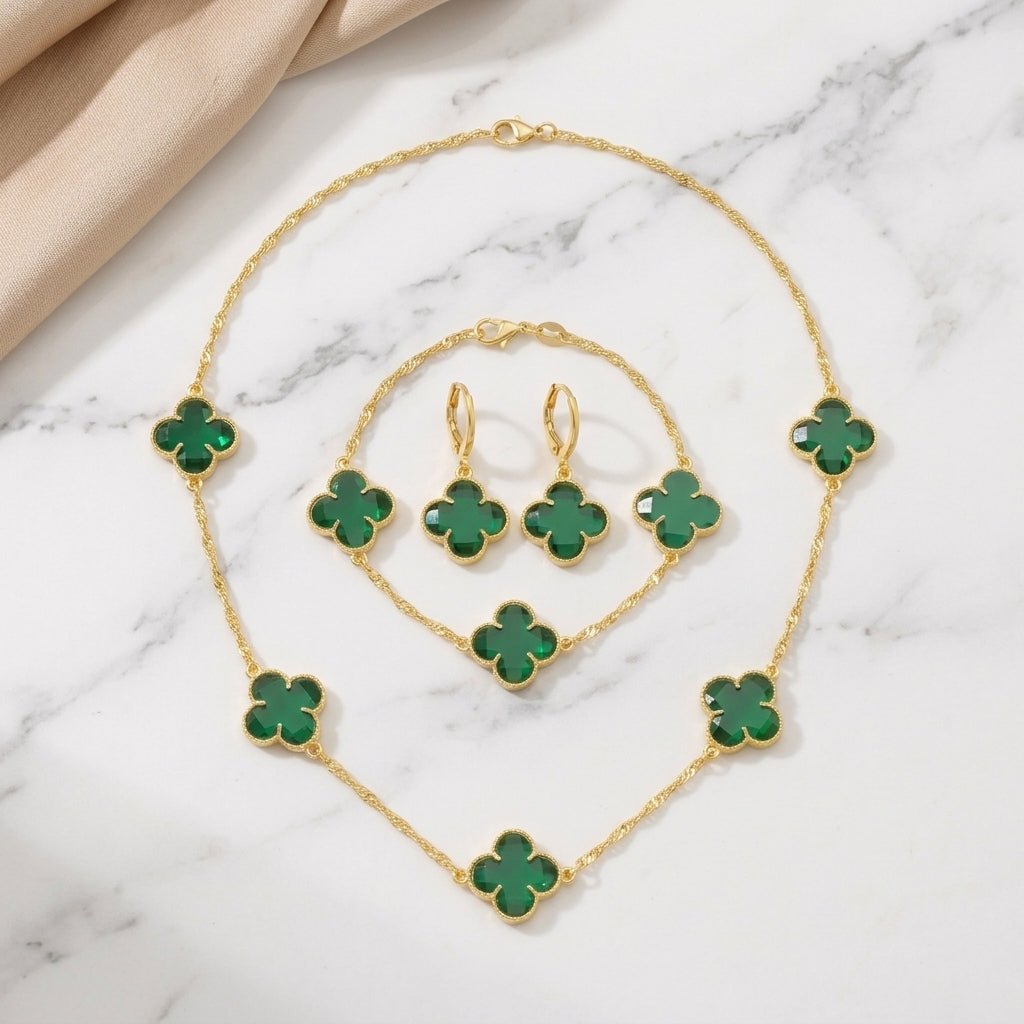 Look Completo Trevo Verde - Look completo (Anel + Colar + Pulseira) | Helennea