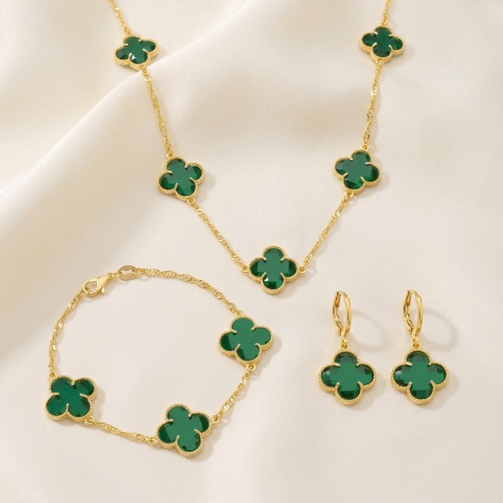Look Completo Trevo Verde - Look completo (Anel + Colar + Pulseira) | Helennea