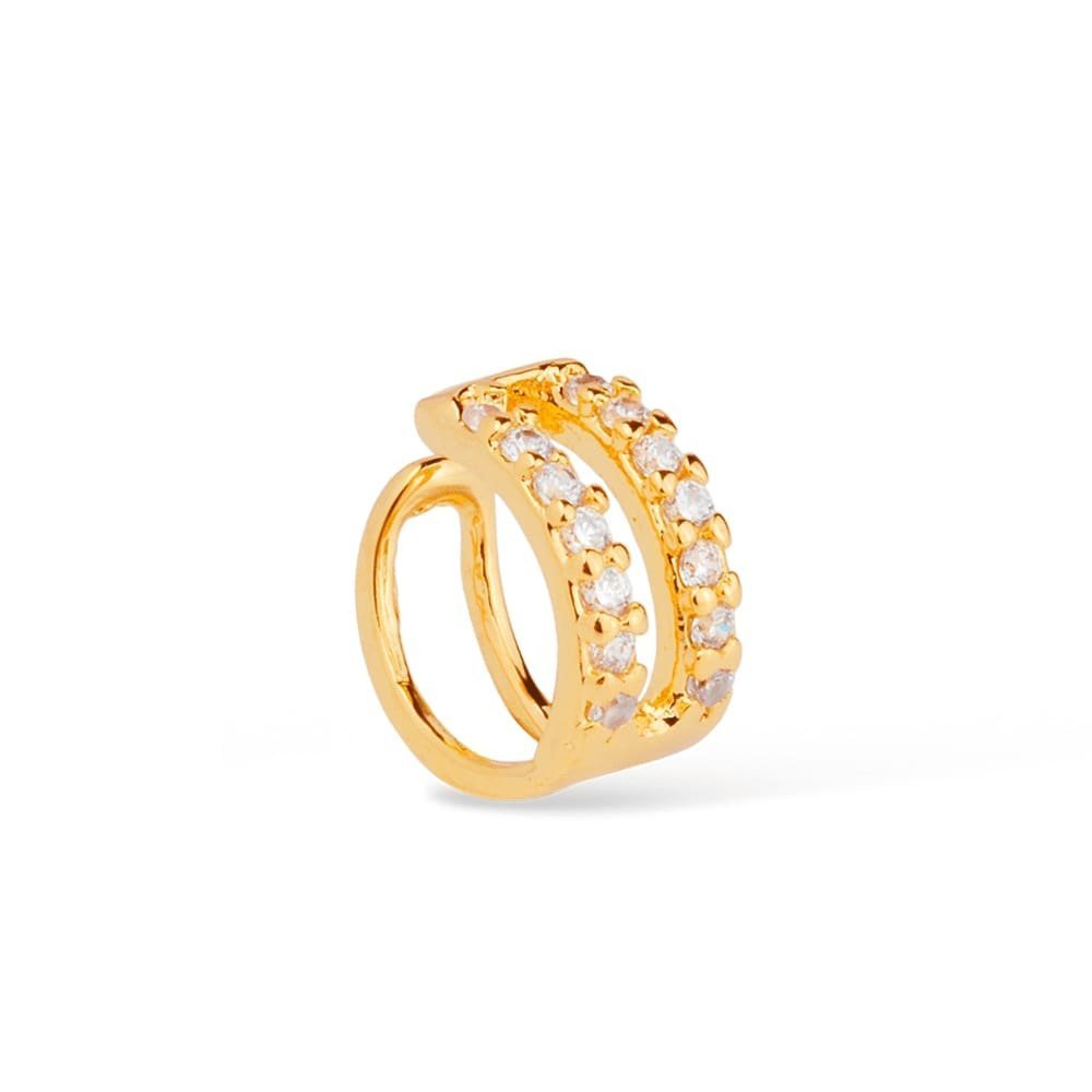 Piercing Dourado de Pressão com 14 Pedras de Zircônia |Helennea - Brincos | Helennea