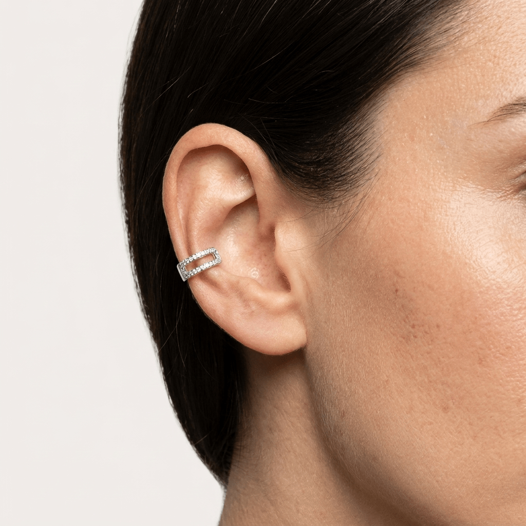 Piercing Prateado de Pressão com 14 Pedras de Zircônia |Helennea - Brincos | Helennea