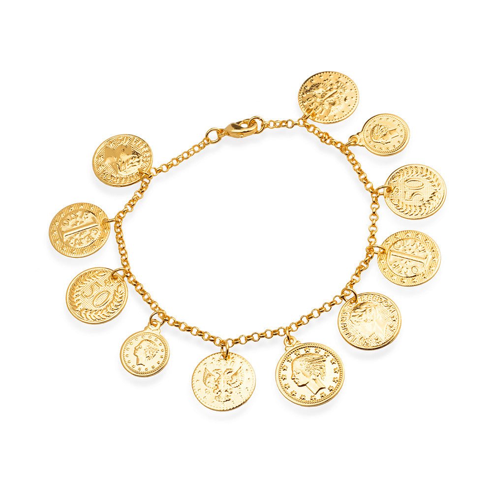 Pulseira Dourada de Moedas Antigas | Helennea - Pulseiras | Helennea