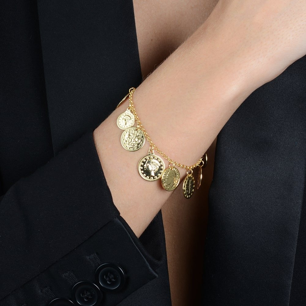 Pulseira Dourada de Moedas Antigas | Helennea - Pulseiras | Helennea