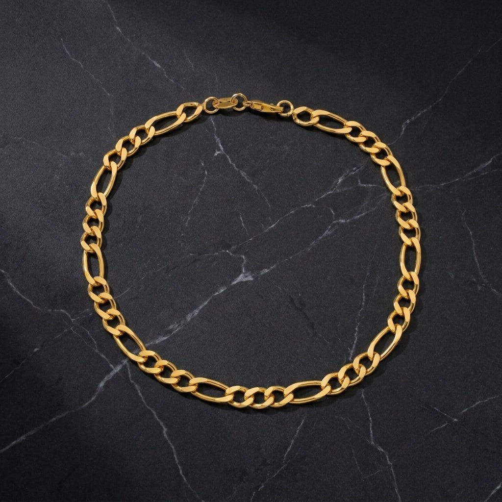 Pulseira Dourada Masculina Elo 3x1 5mm – Corrente Grossa Elegante Moderna | Helennea - Masculinas | Helennea