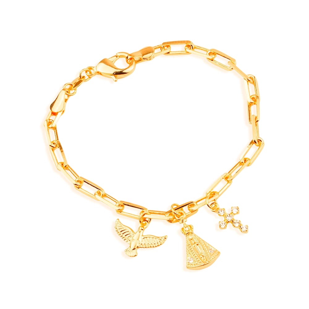 Pulseira Feminina Dourada com Pingente de Pomba - Pulseiras | Helennea